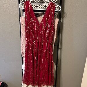 Red Sequin Sleeveless Dress